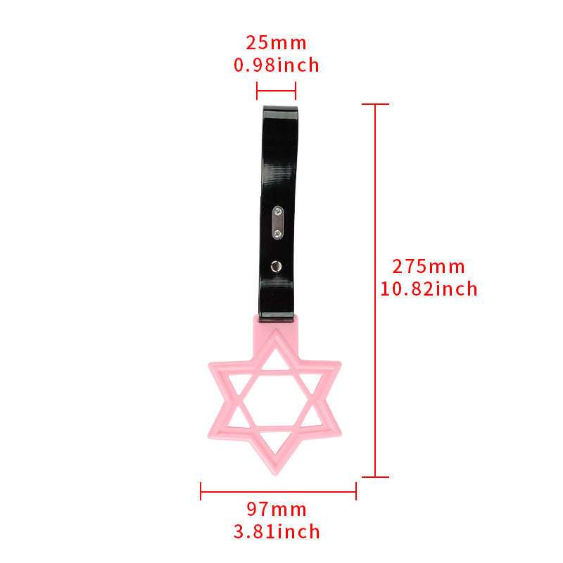 Brand New Hexagram Shaped Pink JDM TSURIKAWA Subway Bus Black Handle Strap Charm Drift