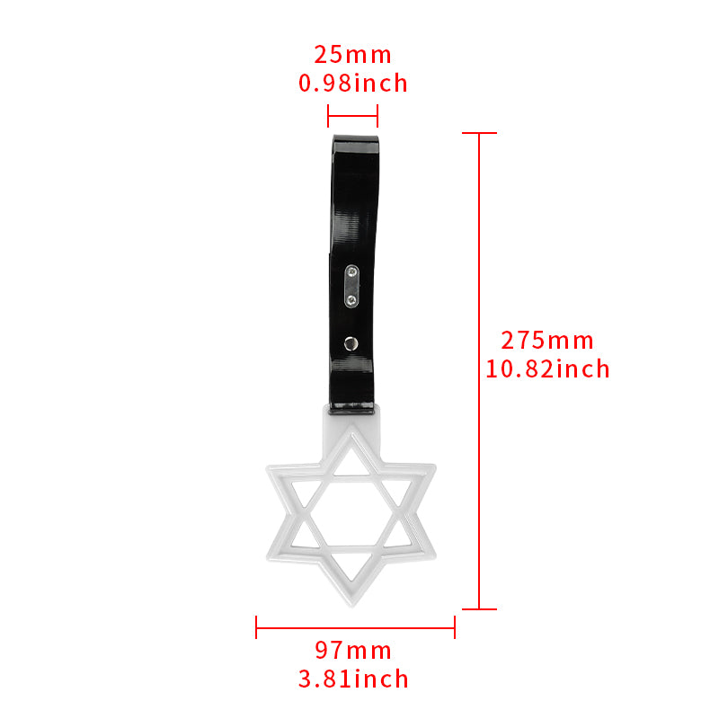 Brand New Hexagram Shaped White JDM TSURIKAWA Subway Bus Black Handle Strap Charm Drift