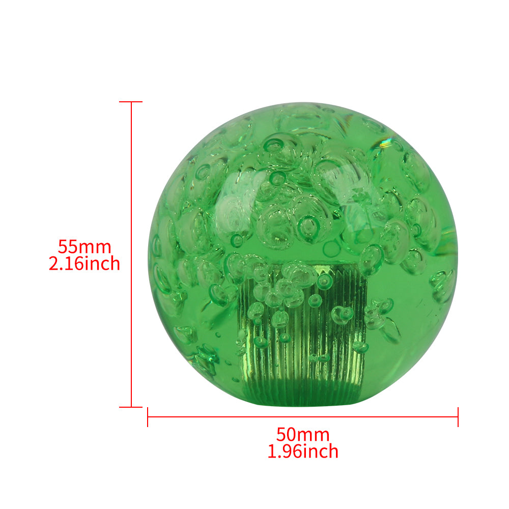 BRAND NEW UNIVERSAL V2 CRYSTAL BUBBLE GREEN ROUND BALL SHIFT KNOB MANUAL CAR RACING GEAR UNIVERSAL