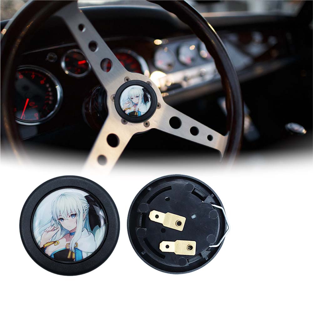 Brand New Universal Anime Hentai Car Horn Button Black Steering Wheel Center Cap