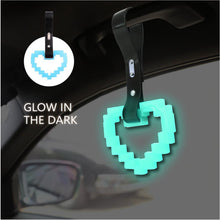 Load image into Gallery viewer, Brand New Minecraft Heart Teal (Glows in the Dark) JDM TSURIKAWA Ring Subway Train Bus Black Handle Strap Charm Drift