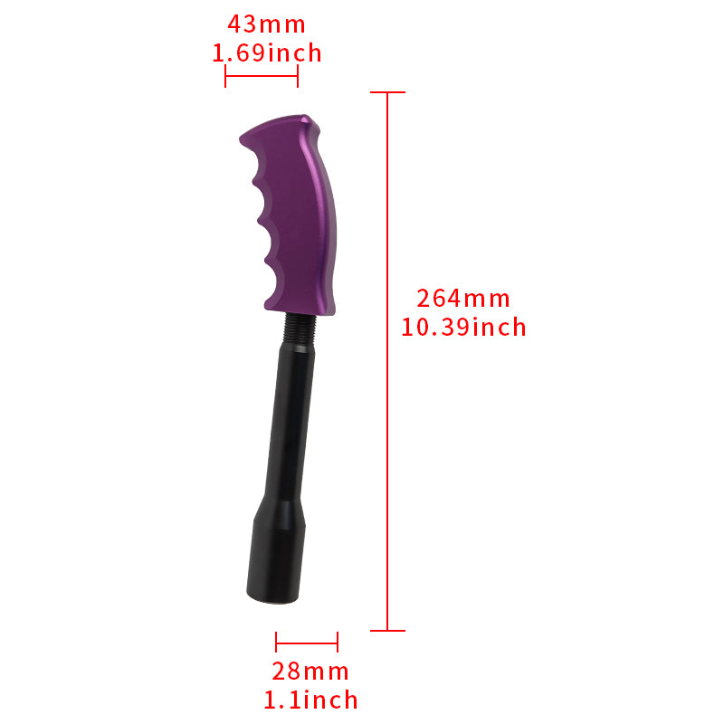 Brand New Universal Purple Aluminum Slotted Pistol Grip Handle Manuel Gear Stick Shift Knob M8 M10 M12 & Black Shifter Extender Extension