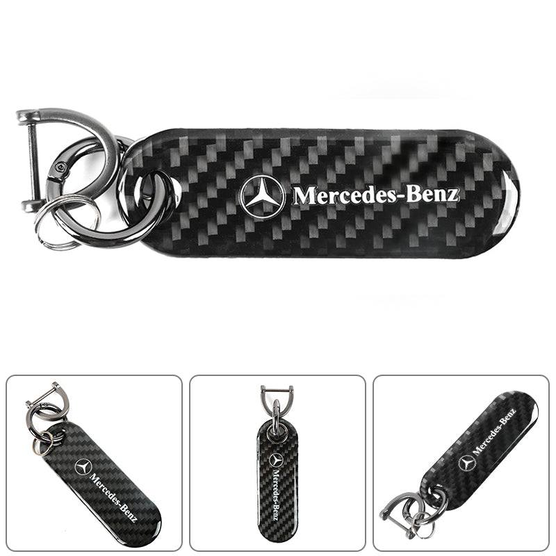 Brand New Universal 100% Real Carbon Fiber Keychain Key Ring For Mercedes-Benz