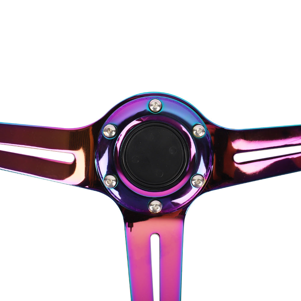 Brand New Universal 6-Hole 350mm Deep Dish Vip Purple Crystal Bubble Neo Spoke Steering Wheel