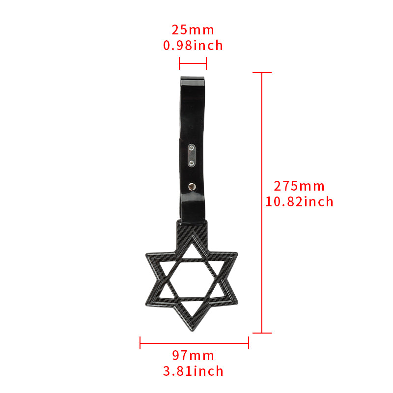 Brand New Hexagram Shaped Carbon Fiber JDM TSURIKAWA Subway Bus Black Handle Strap Charm Drift