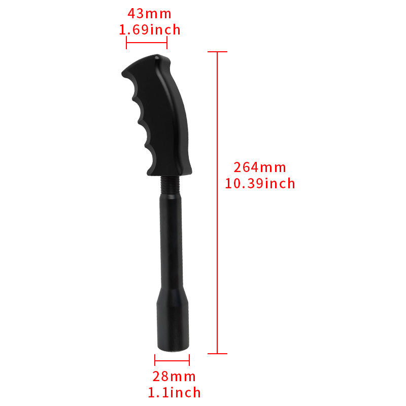 Brand New Universal Black Aluminum Slotted Pistol Grip Handle Manuel Gear Stick Shift Knob M8 M10 M12 & Black Shifter Extender Extension