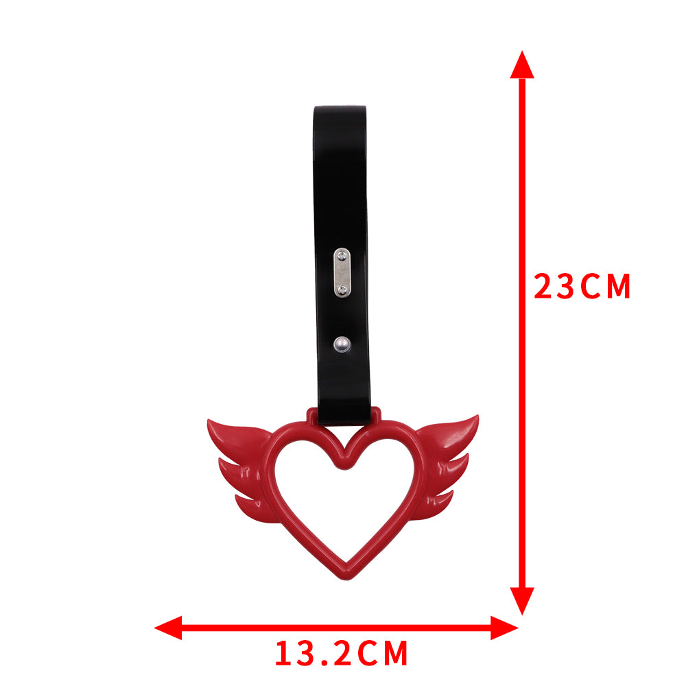 Brand New Angel Wing Heart Red JDM TSURIKAWA Ring Subway Train Bus Handle Black Strap Charm Drift