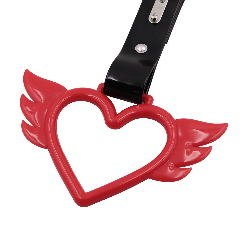 Brand New Angel Wing Heart Red JDM TSURIKAWA Ring Subway Train Bus Handle Black Strap Charm Drift