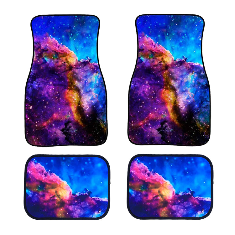 BRAND NEW 4PCS UNIVERSAL GALAXY STAR Racing Fabric Car Floor Mats Interior Carpets