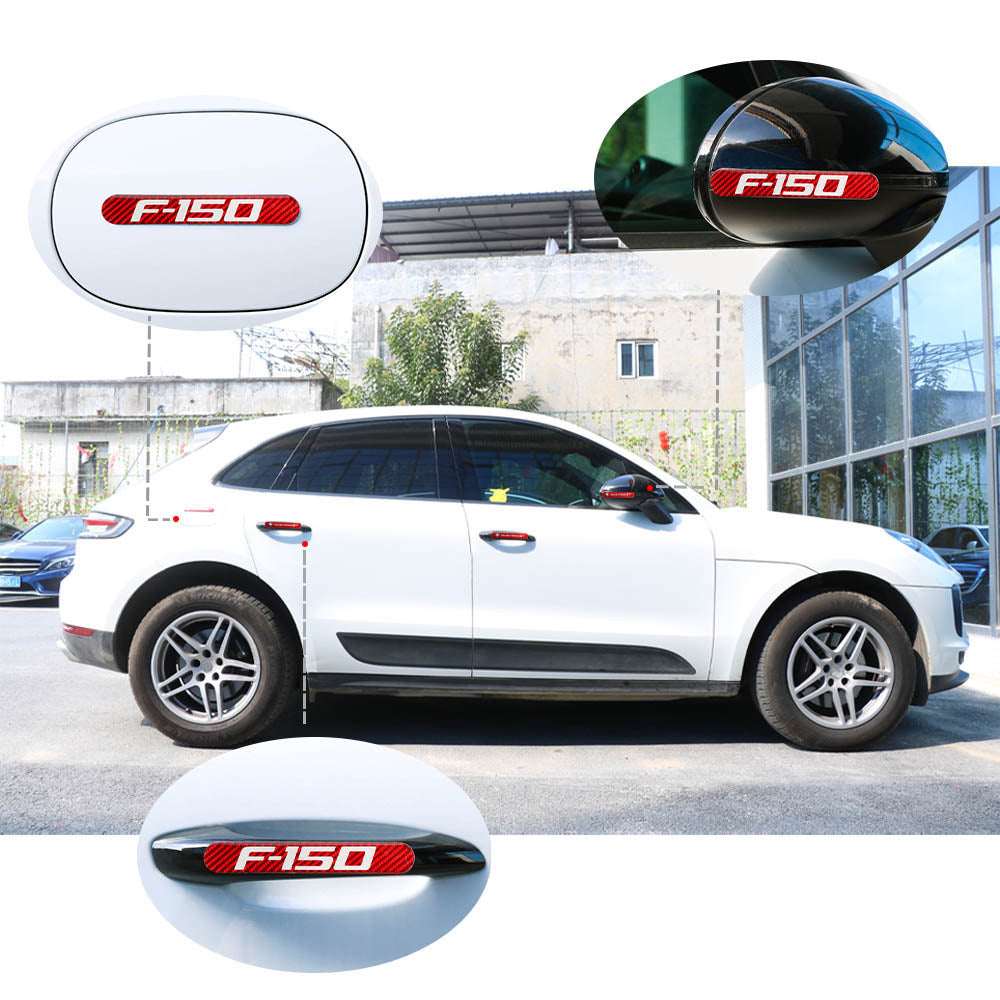 Brand New 2PCS F150 Real Carbon Fiber Red Car Trunk Side Fenders Door Badge Scratch Guard Sticker