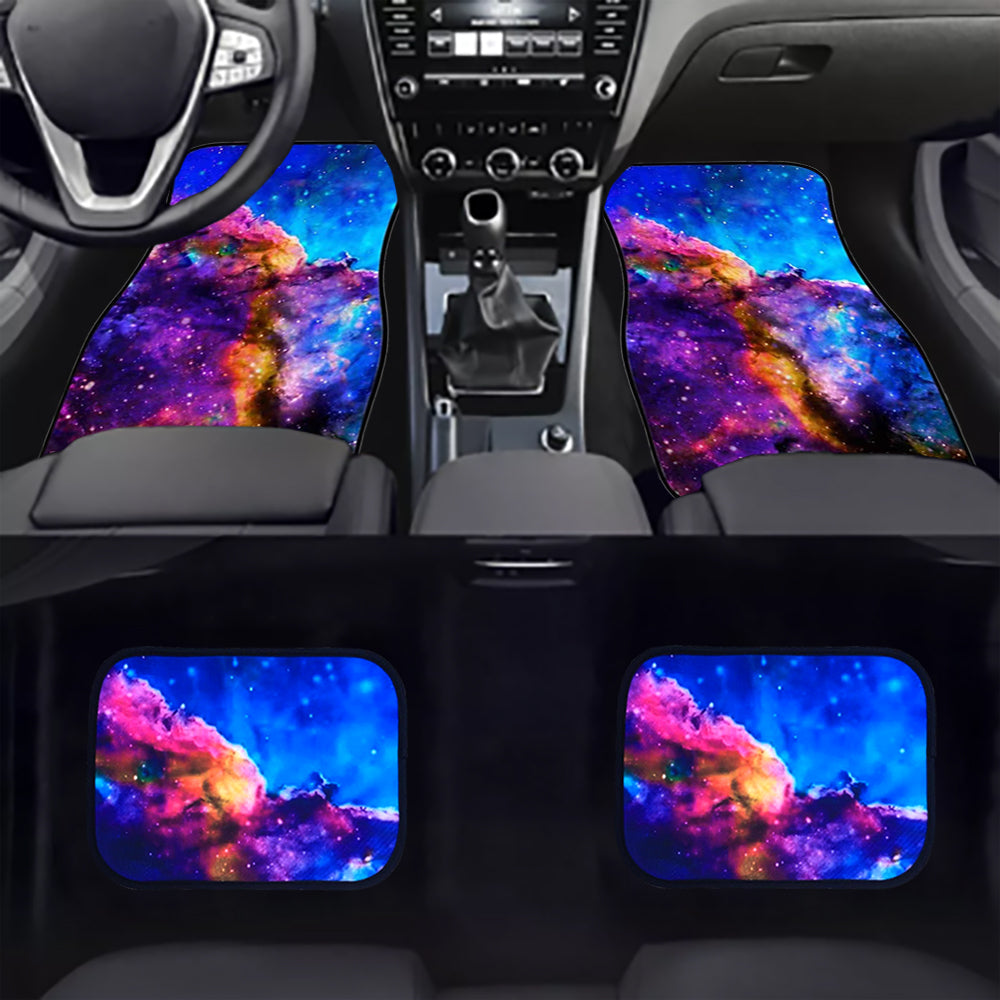 BRAND NEW 4PCS UNIVERSAL GALAXY STAR Racing Fabric Car Floor Mats Interior Carpets