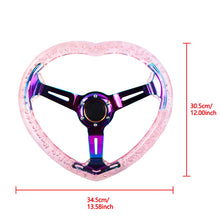 Load image into Gallery viewer, Brand New Universal 6-Hole 350MM Heart Pink Deep Dish Vip Crystal Bubble Neo Spoke Steering Wheel