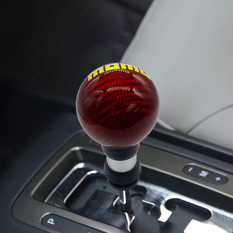 Brand New Universal Momo Real Carbon Fiber Red Round Ball Automatic Car Gear Shift Knob