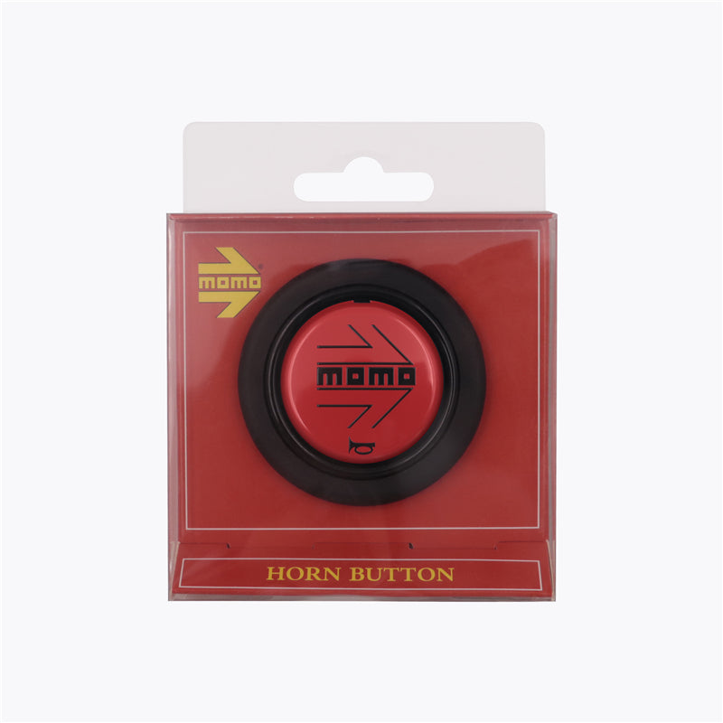 Brand New Universal Momo Car Horn Button Black/Red Steering Wheel Center Cap W/Packaging