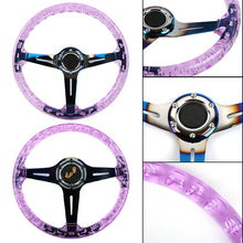 Load image into Gallery viewer, Brand New Universal 6-Hole 350mm Deep Dish Vip Purple Crystal Bubble Burnt Blue Spoke Steering Wheel