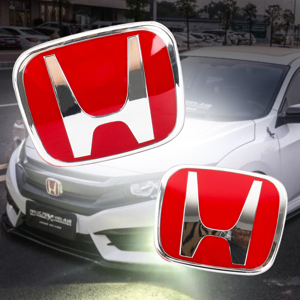 BRAND NEW 3PCS HONDA RED FRONT+REAR+STEERIING JDM EMBLEM SET FOR CIVIC 2006-2011 2DR