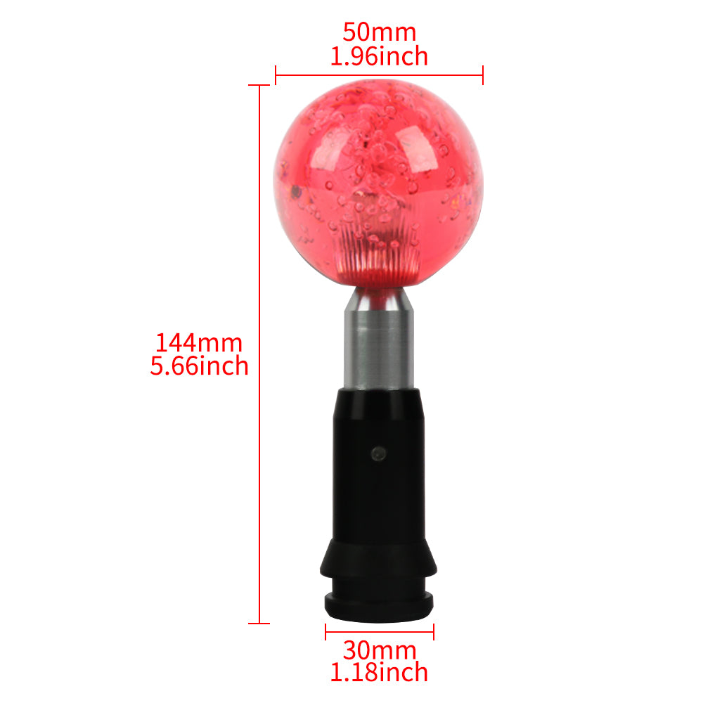 Brand New Universal Crystal Bubble Red Round Ball Automatic Transmission Shift Knob W/ Adapter