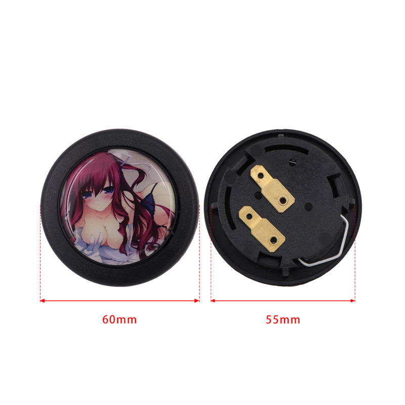 Brand New Universal Anime Hentai Car Horn Button Black Steering Wheel Center Cap