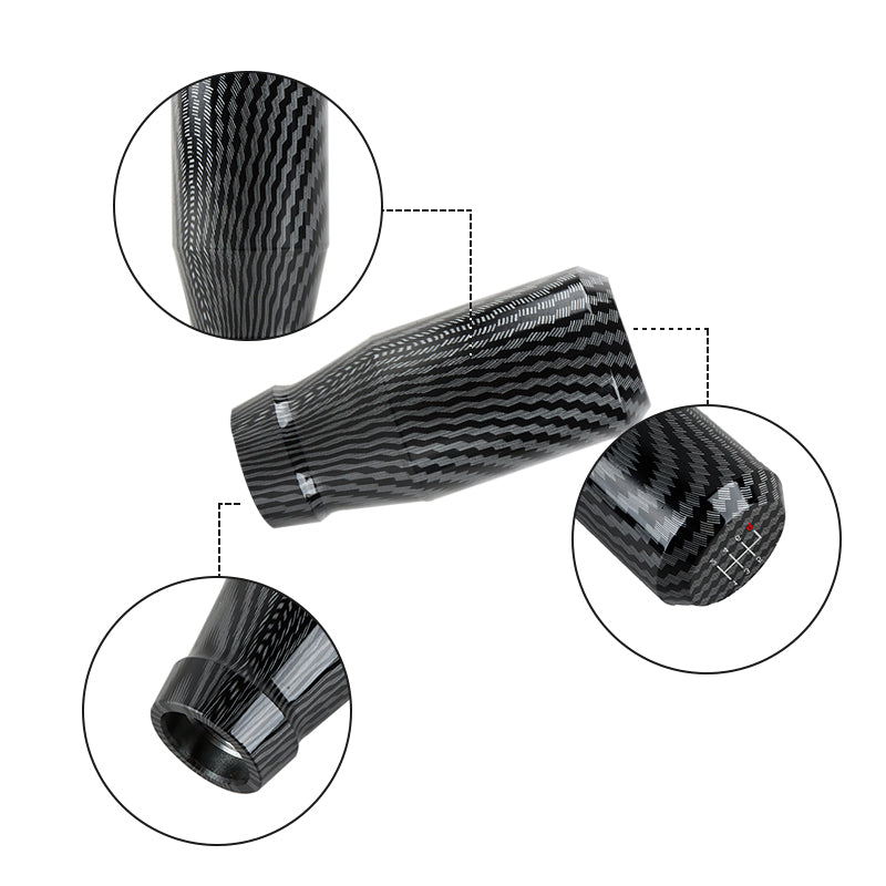 Brand New Universal JDM 6 Speed Aluminum Carbon Fiber Look Manual Gear Stick Shift Knob Shifter M8 M10 M12