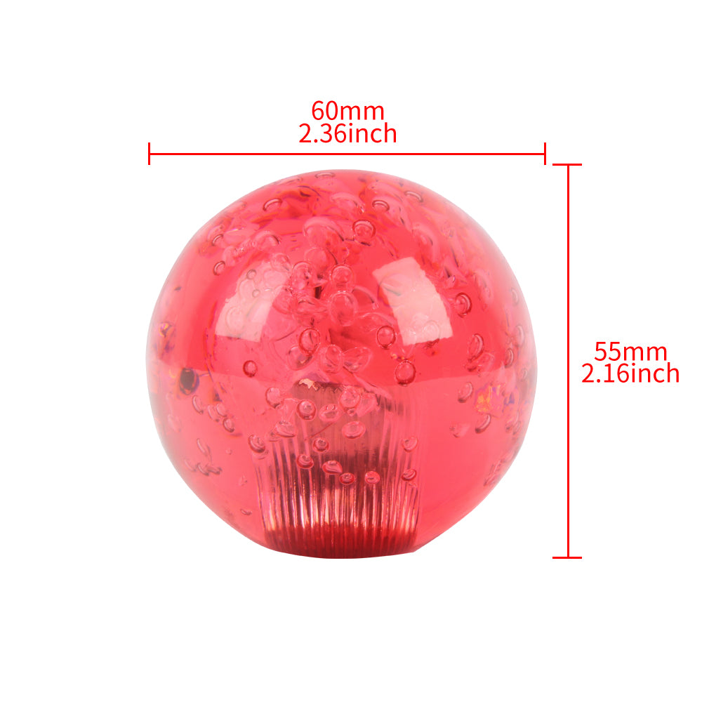 BRAND NEW UNIVERSAL V2 CRYSTAL BUBBLE RED ROUND BALL SHIFT KNOB MANUAL CAR RACING GEAR UNIVERSAL