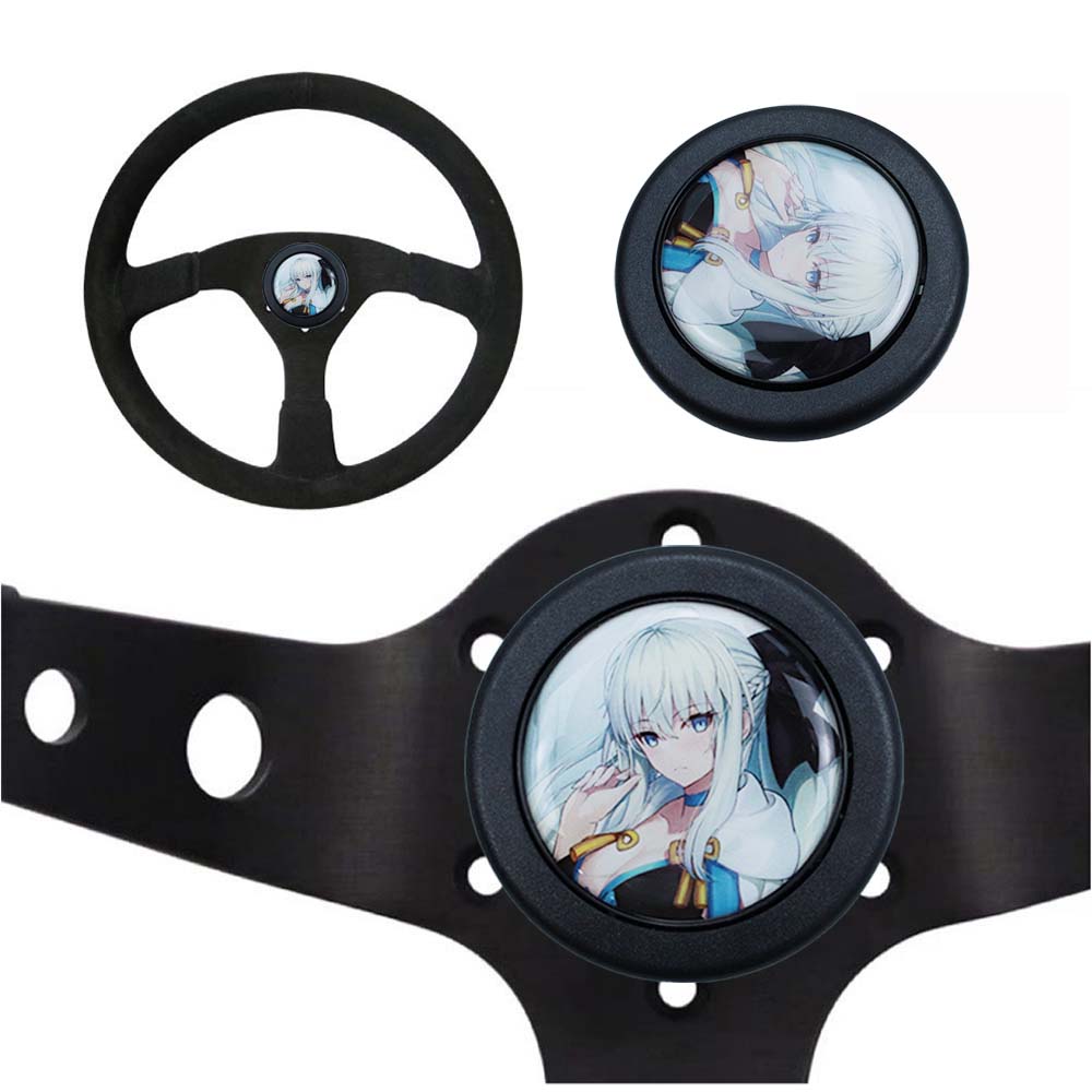 Brand New Universal Anime Hentai Car Horn Button Black Steering Wheel Center Cap