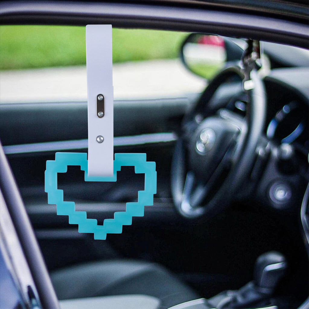 Brand New Minecraft Heart Teal (Glows in the Dark) JDM TSURIKAWA Ring Subway Train Bus White Handle Strap Charm Drift