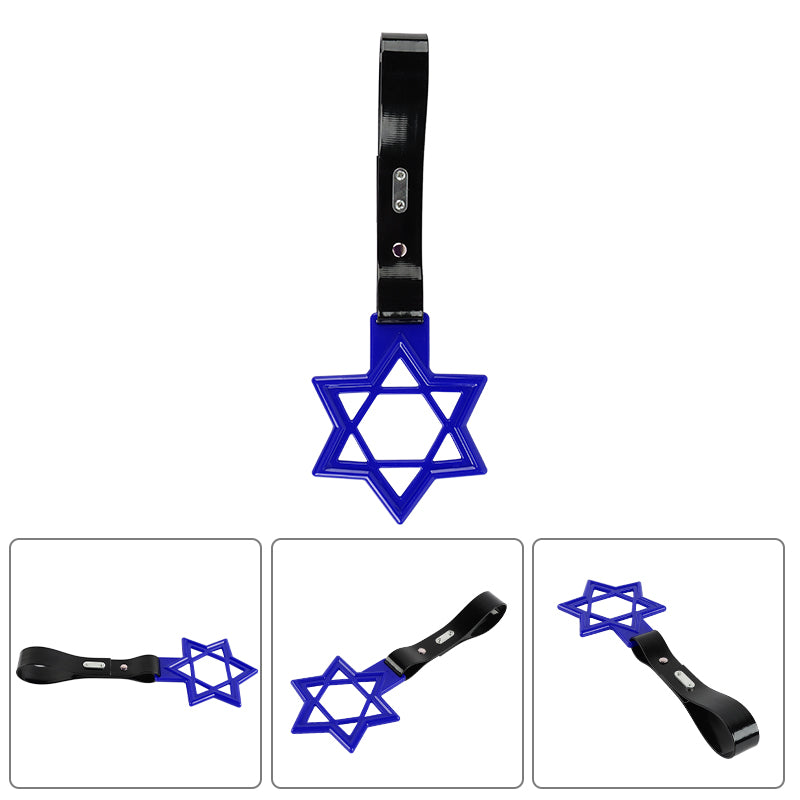 Brand New Hexagram Shaped Blue JDM TSURIKAWA Subway Bus Black Handle Strap Charm Drift