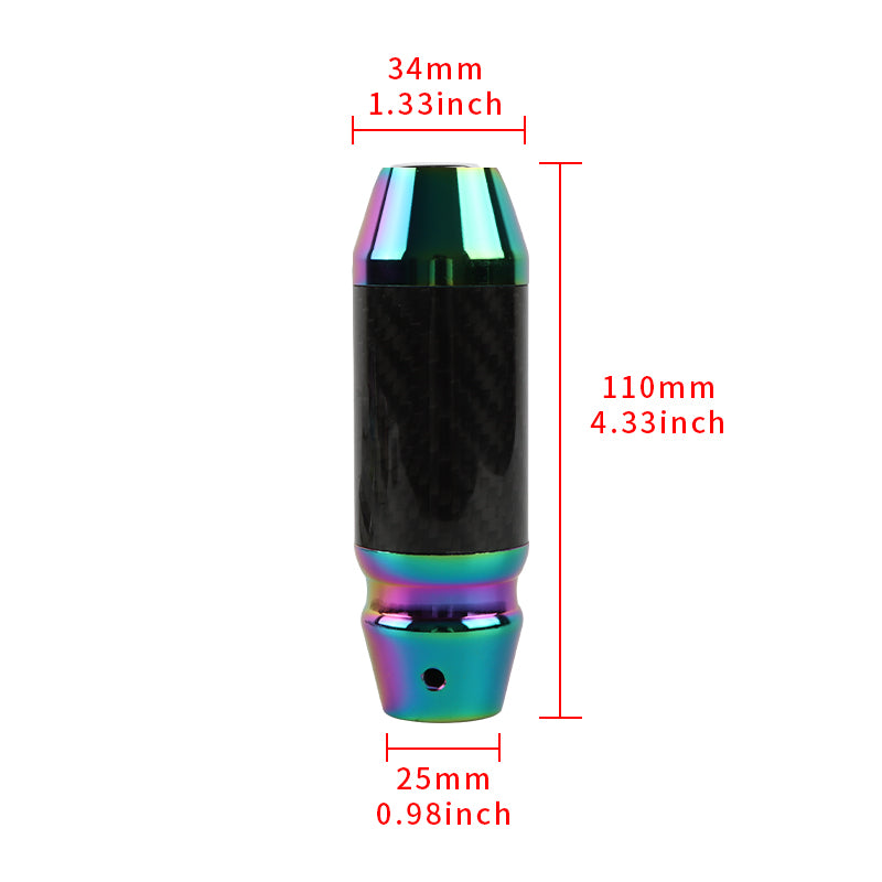 Brand New Universal Real Carbon Fiber Neo Chrome Aluminum Automatic Transmission Racing Gear Shift Knob