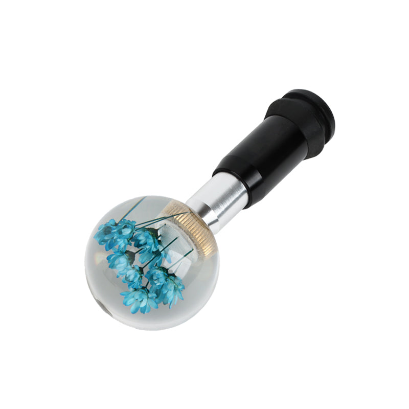 Brand New Universal Round Ball Crystal Clear Teal Flowers Automatic Gear Shift Knob Shifter