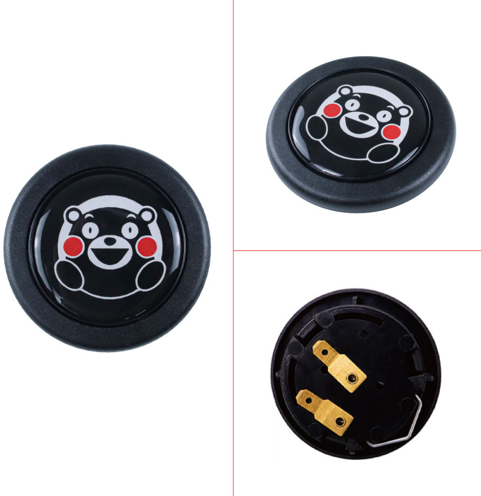 Brand New Universal JDM Anime Kumamon Car Horn Button Black Steering Wheel Center Cap