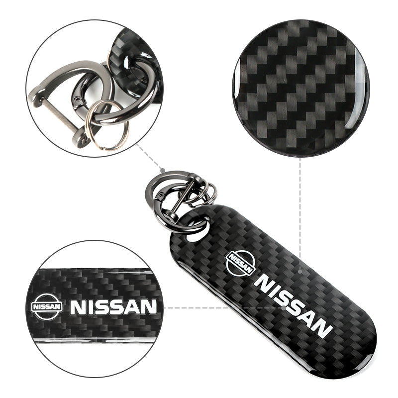 Brand New Universal 100% Real Carbon Fiber Keychain Key Ring For Nissan