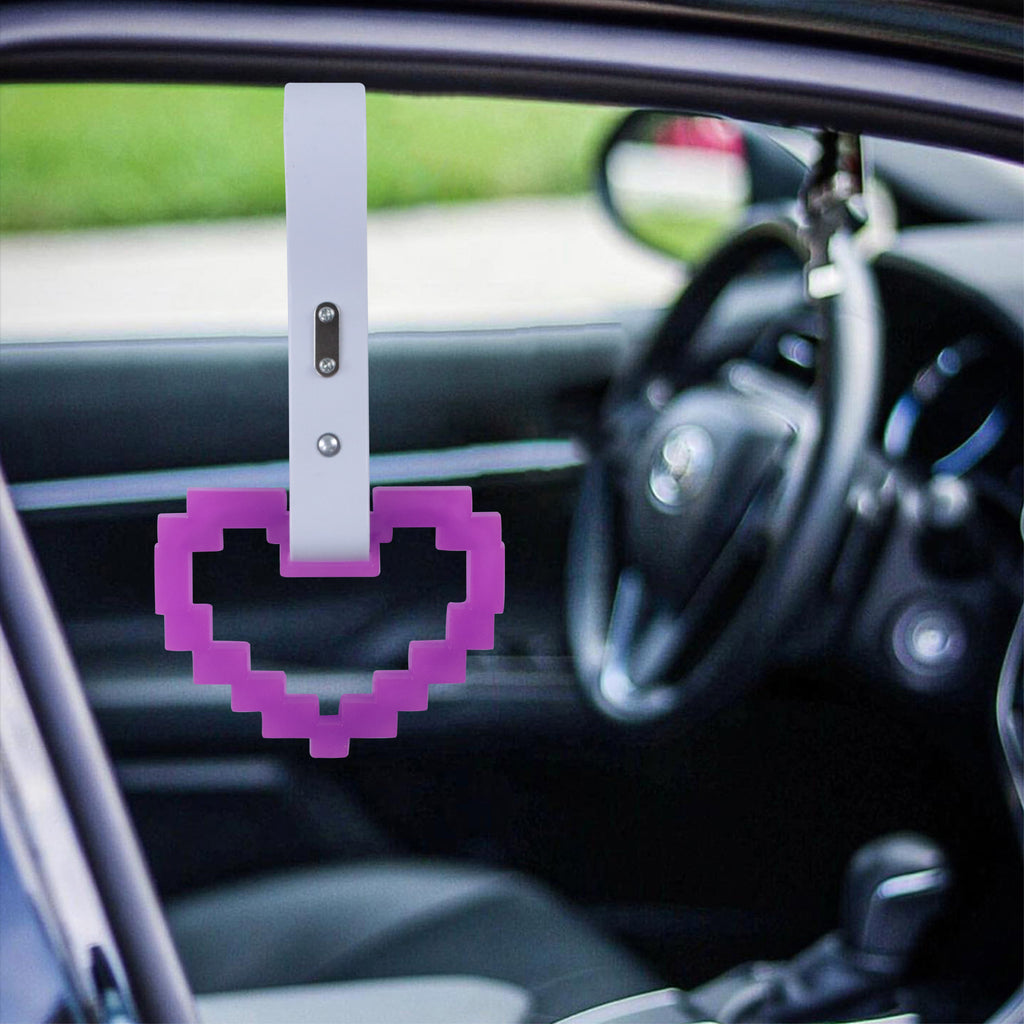 Brand New Minecraft Heart Purple (Glows in the Dark) JDM TSURIKAWA Ring Subway Train Bus White Handle Strap Charm Drift