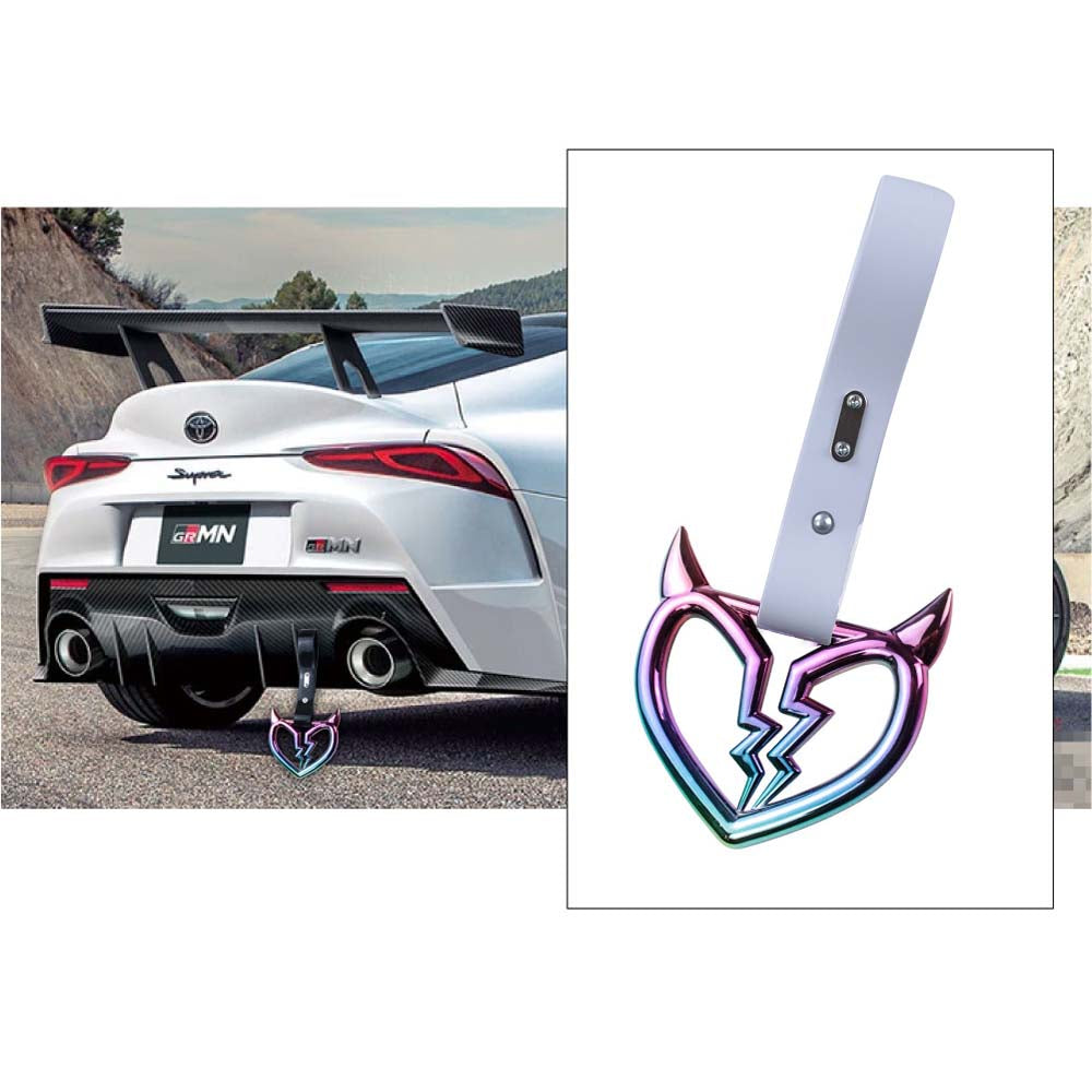 Brand New Devil Broken Heart Neo Chrome JDM TSURIKAWA Ring Subway Train Bus Handle White Strap Charm Drift