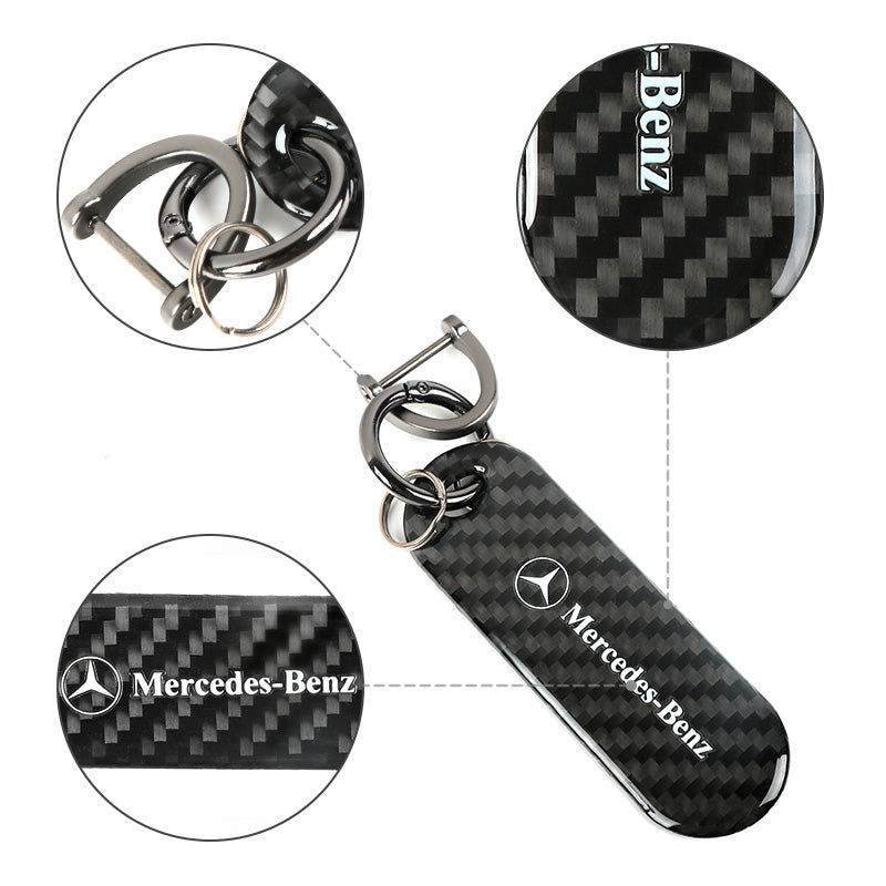 Brand New Universal 100% Real Carbon Fiber Keychain Key Ring For Mercedes-Benz