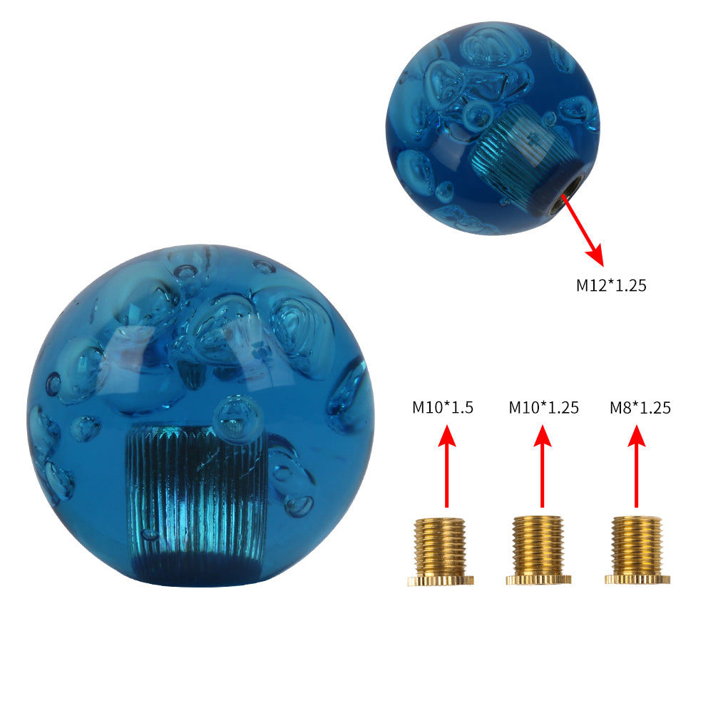 BRAND NEW UNIVERSAL V2 CRYSTAL BUBBLE BLUE ROUND BALL SHIFT KNOB MANUAL CAR RACING GEAR UNIVERSAL