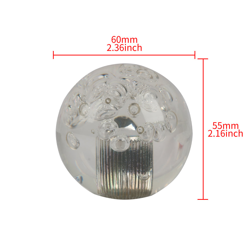 BRAND NEW UNIVERSAL V2 CRYSTAL BUBBLE CLEAR ROUND BALL SHIFT KNOB MANUAL CAR RACING GEAR UNIVERSAL