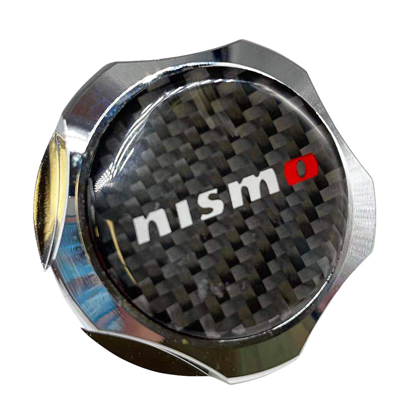 Brand New Jdm Chrome Engine Oil Cap With Real Carbon Fiber Nismo Sticker Emblem For Nissan