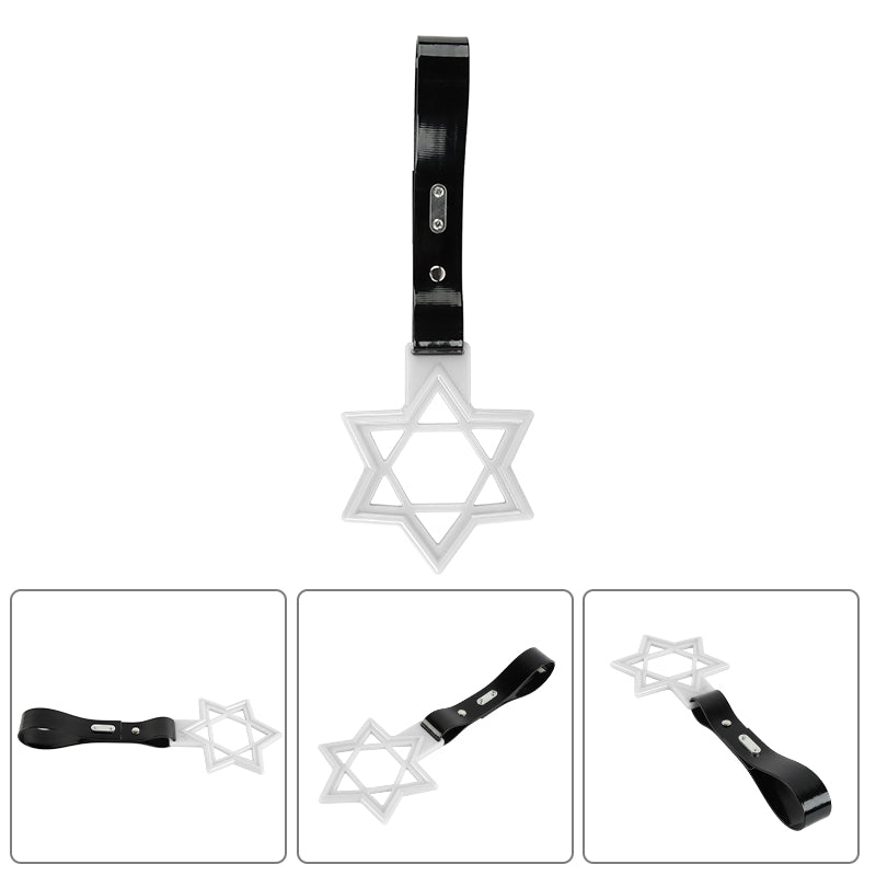 Brand New Hexagram Shaped White JDM TSURIKAWA Subway Bus Black Handle Strap Charm Drift