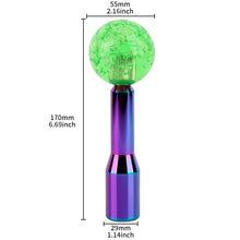 Load image into Gallery viewer, BRAND NEW UNIVERSAL V2 CRYSTAL BUBBLE GREEN ROUND BALL SHIFT KNOB MANUAL CAR RACING GEAR M8 M10 M12 &amp; Neo Chrome Shifter Extender Extension