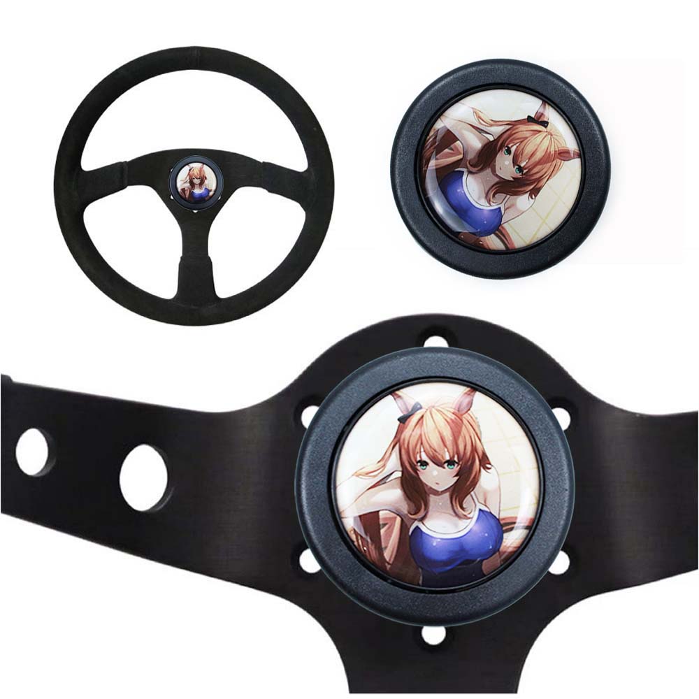 JDM Anime Car Modified Steering Wheel Horn Switch Button Center Cap Anime  Culture Car Interior Parts For Universal