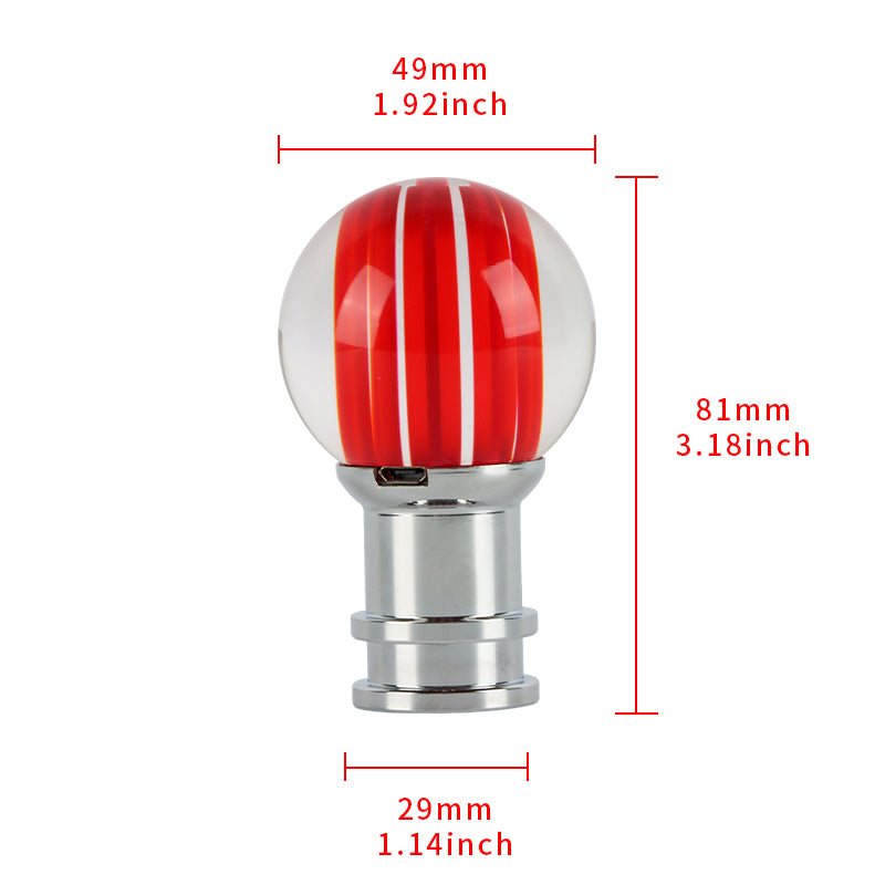 Brand New Universal Jdm Round Ball Crystal Clear Red Stripes Manual Car Racing Gear Shift Knob Shifter M12 M10 M8