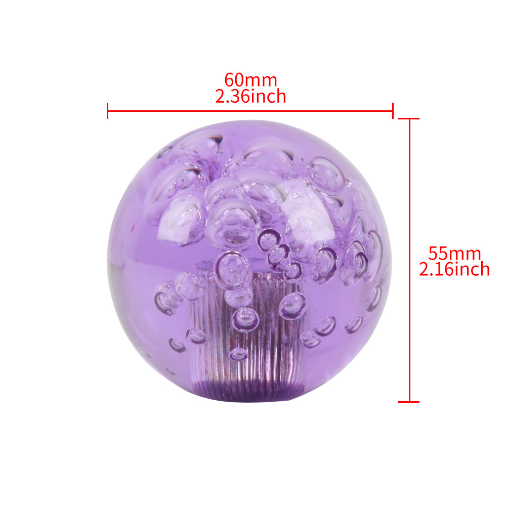 BRAND NEW UNIVERSAL V2 CRYSTAL BUBBLE PURPLE ROUND BALL SHIFT KNOB MANUAL CAR RACING GEAR UNIVERSAL