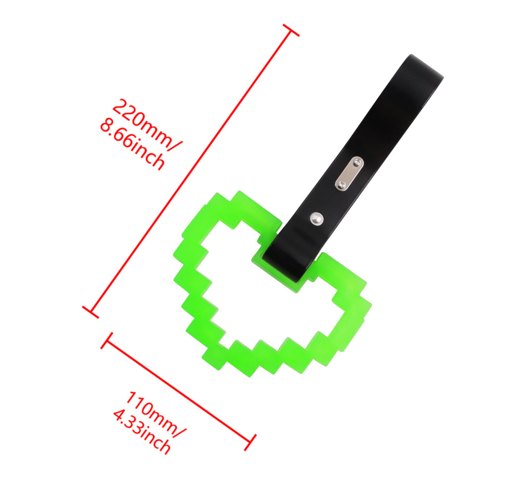 Brand New Minecraft Heart Green (Glows in the Dark) JDM TSURIKAWA Ring Subway Train Bus Black Handle Strap Charm Drift