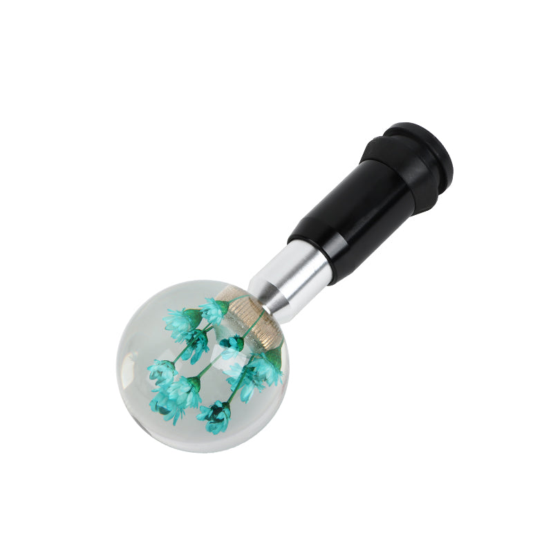 Brand New Universal Round Ball Crystal Clear Green Flowers Automatic Gear Shift Knob Shifter