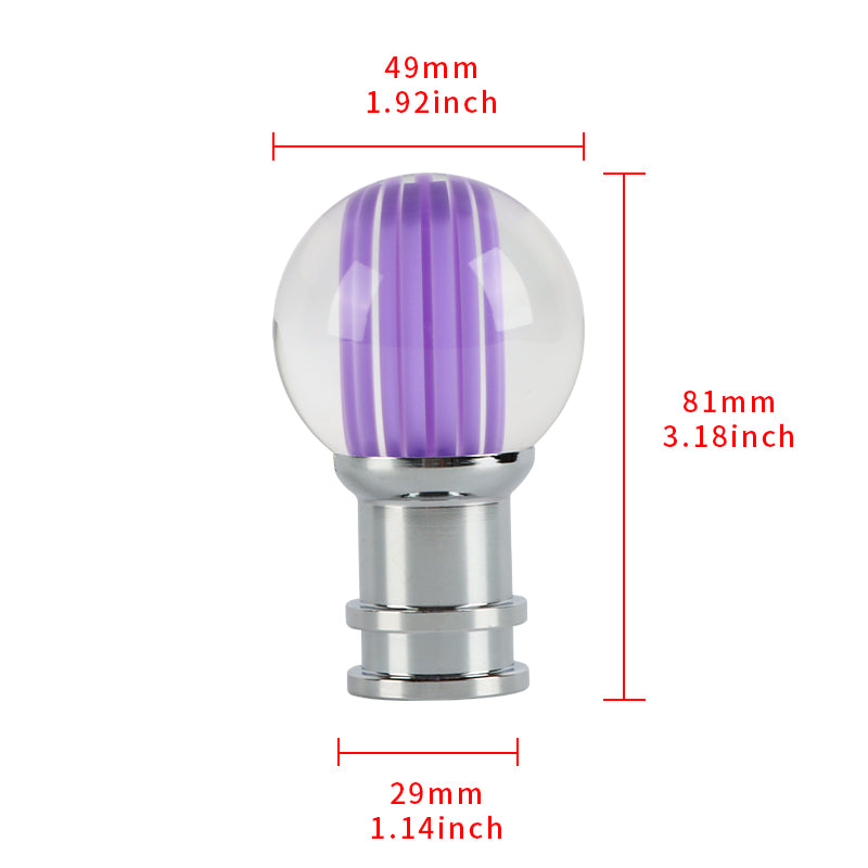 Brand New Universal Jdm Round Ball Crystal Clear Purple Stripes Manual Car Racing Gear Shift Knob Shifter M12 M10 M8