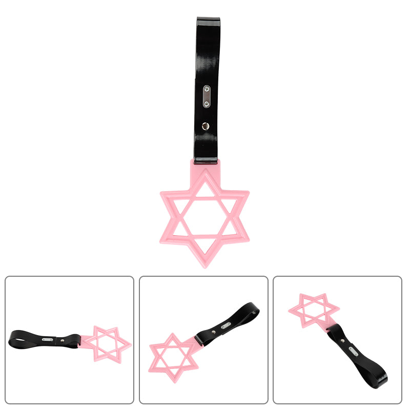 Brand New Hexagram Shaped Pink JDM TSURIKAWA Subway Bus Black Handle Strap Charm Drift