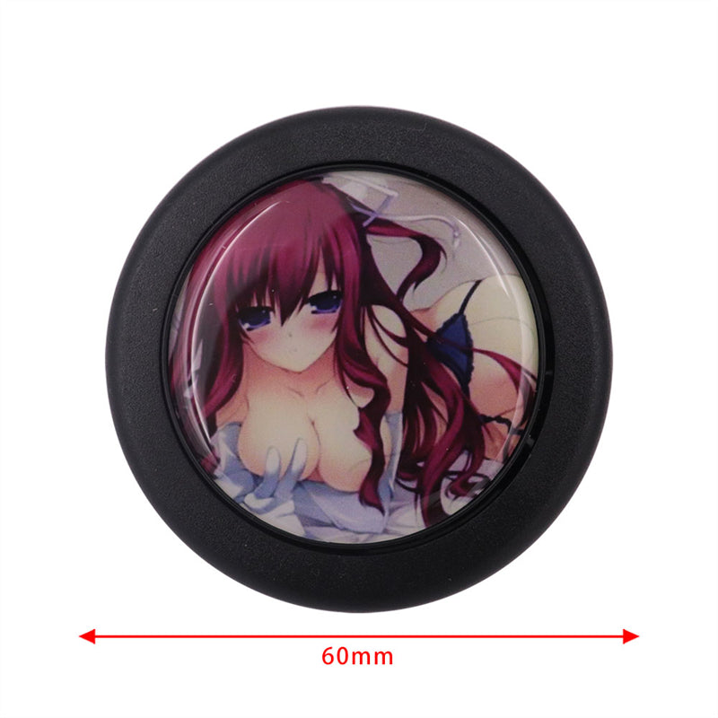 Brand New Universal Anime Hentai Car Horn Button Black Steering Wheel Center Cap