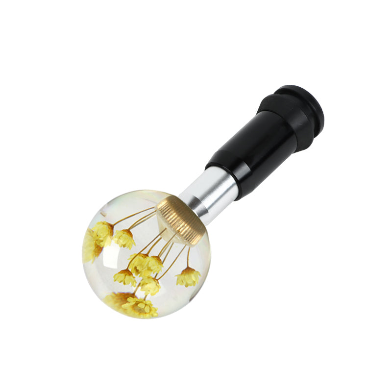 Brand New Universal Round Ball Crystal Clear Yellow Flowers Automatic Gear Shift Knob Shifter