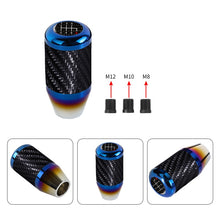 Load image into Gallery viewer, Brand New Universal 6 Speed Car Gear Manuel Stick Real Carbon Fiber / Burnt Blue Shift Knob M8 M10 M12