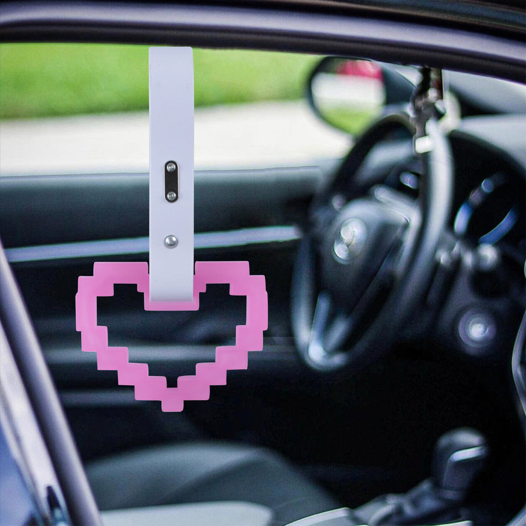 Brand New Minecraft Heart H-Pink (Glows in the Dark) JDM TSURIKAWA Ring Subway Train Bus White Handle Strap Charm Drift